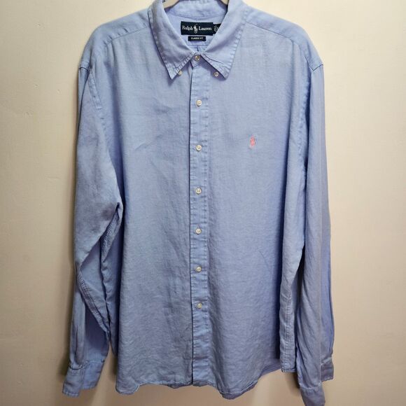 Polo Ralph Lauren Men's XXL Classic Fit 100% Linen Button Down Shirt Long Sleeve - Picture 1 of 9